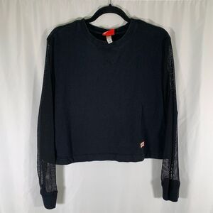 Hunter for Target Sweater Women's XL Black Mesh Sleeve Crew Neck Cotton Blend